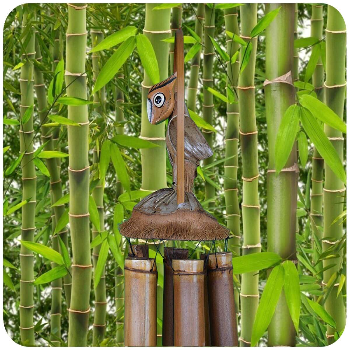 Simandra Windspiel Klangspiel Bambus Klang Deko Klangrhren Entspannung  Garten Trglocke Kokosnuss Eule | Lieblingsmeile