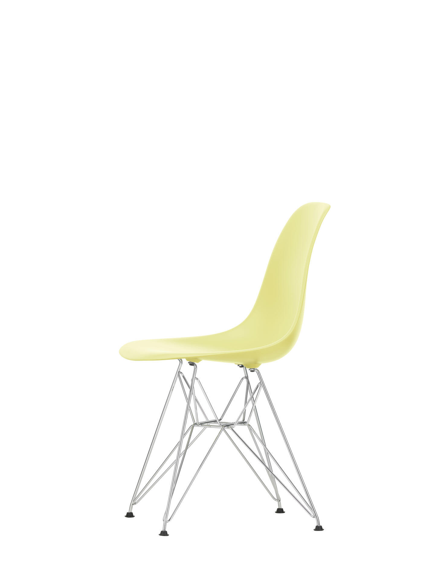 Vitra - Eames Plastic Side Chair DSR - citron RE , Drahtuntergestell verchromt gelb