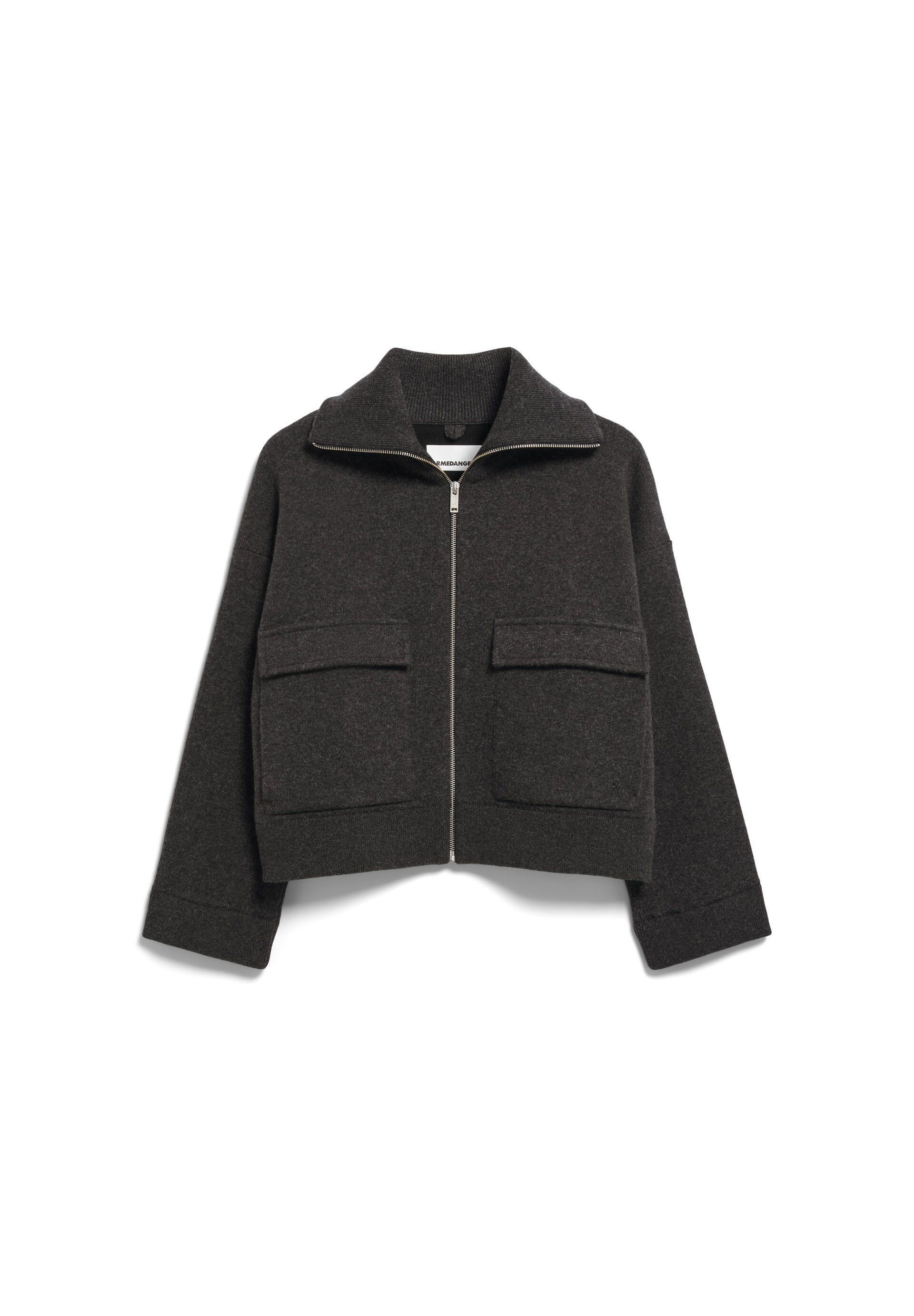 Armedangels - COTTON-WOOL KNIT JACKET steel melange - Gr. - XS