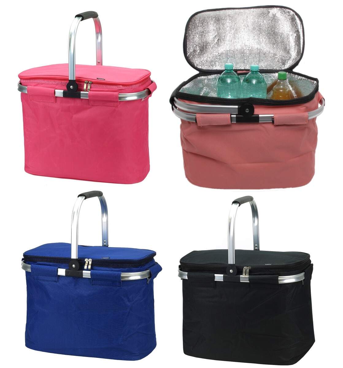 Antonio Farbauswahl - XXL Thermo Einkaufskorb Kühlkorb Kühltasche Klappkorb Kühlbox Uni rosa