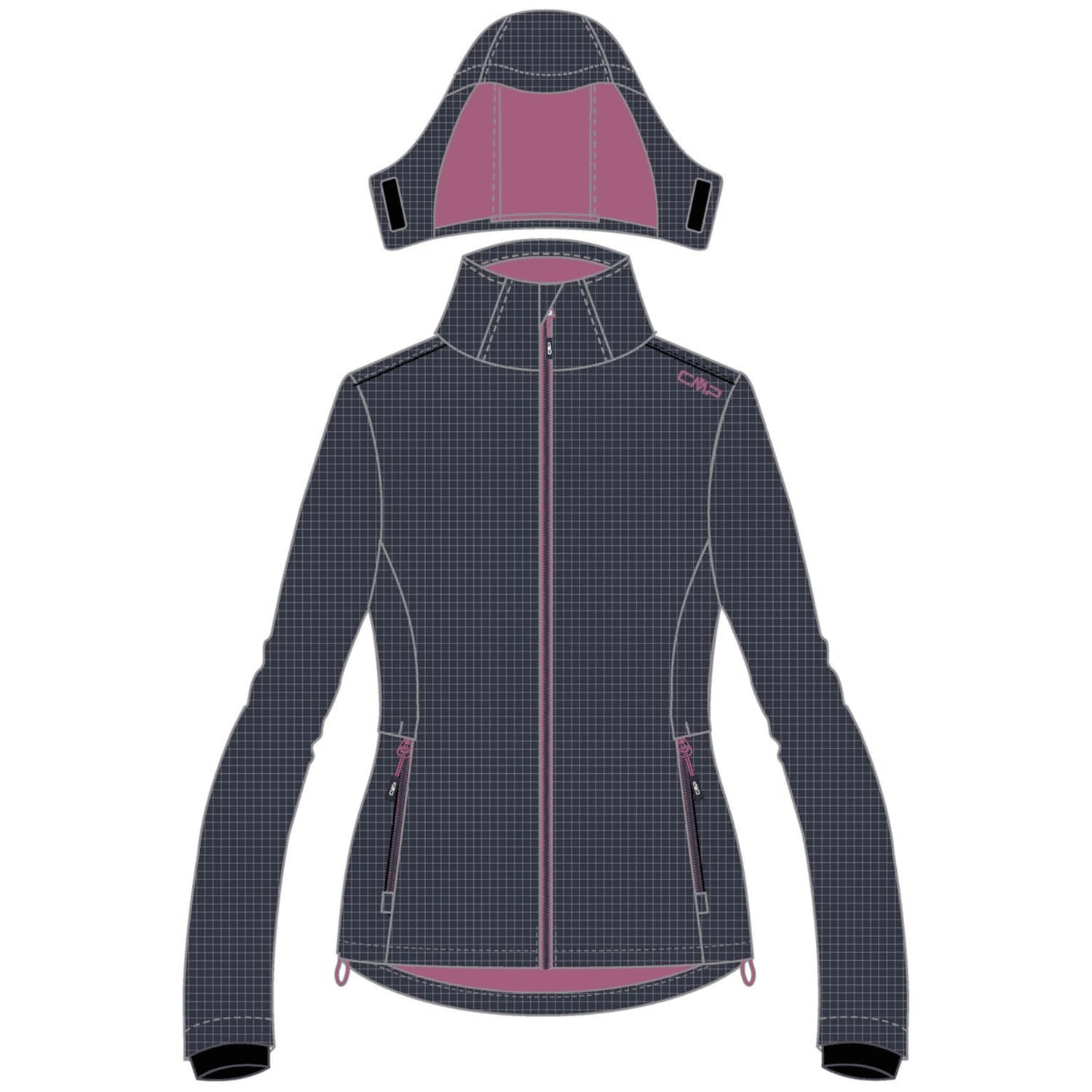 Cmp - Woman Jacket Zip Hood Dunkelgrau - Gr. - D42