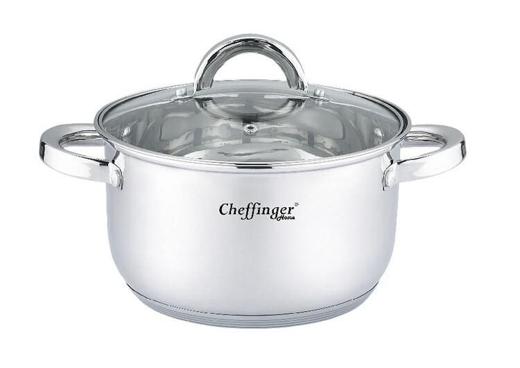 Cheffinger Kochtopf Topf Ø24cm Edelstahl mit Glasdeckel 6,5L Induktion Cheffinger CF-SS24