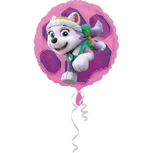 Anagram - Standard Paw Patrol Skye & Everest Folienballon Rund, S60, verpackt, 43cm rosa