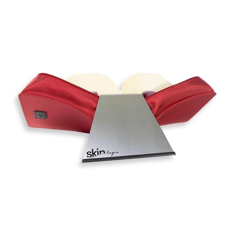 SKIN Tasche BASIC Gr. XL (Habersack) rubin-rot / gefertigt aus Nylon und  Leder / im Set mit