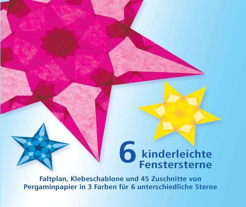 Fenstersterne Bastel-Set, kinderleicht, blau-gelb-magenta