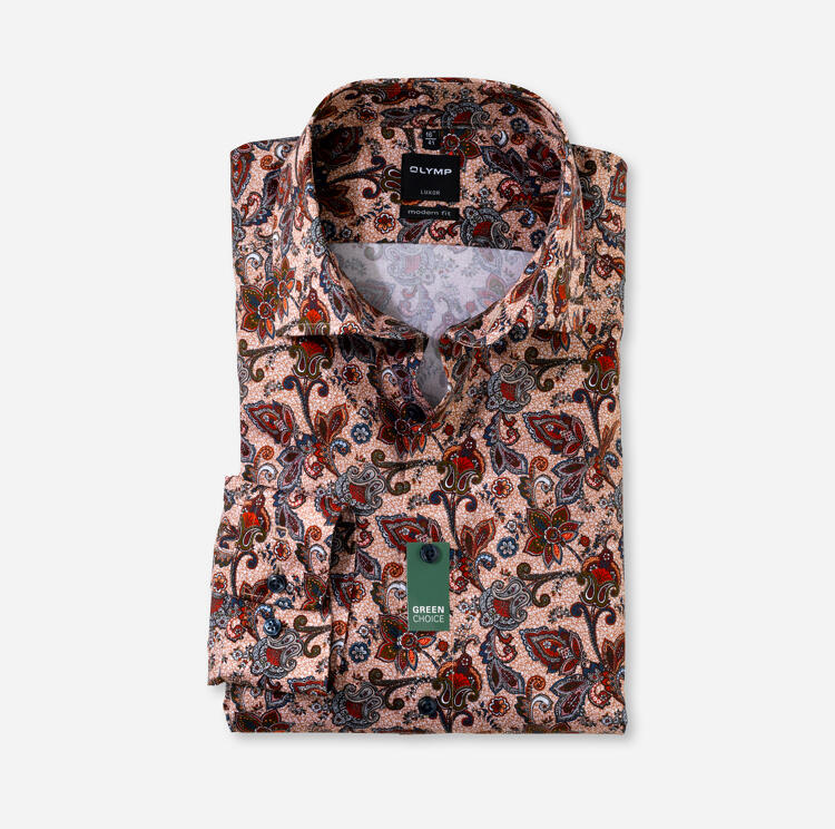 OLYMP OLYMP Luxor Hemd, Muster, fit, ohne Gmunden sienna shoppen stilvoll floralem mit | modern Brusttasche