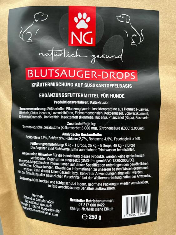 Blutsauger-Drops (Ergänzungsfuttermittel für Hunde)