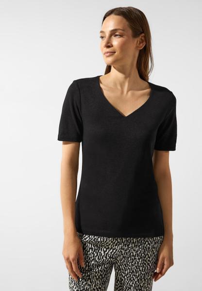 StreetOne Damen T-Shirt mit herzförmige Ausschnitt | LTD QR shirt w.heart  neckline