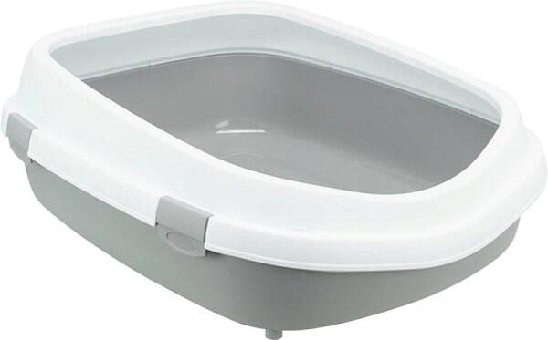 Katzentoilette Primo XXL, mit Rand, 56 × 25 × 71 cm, grau/weiß