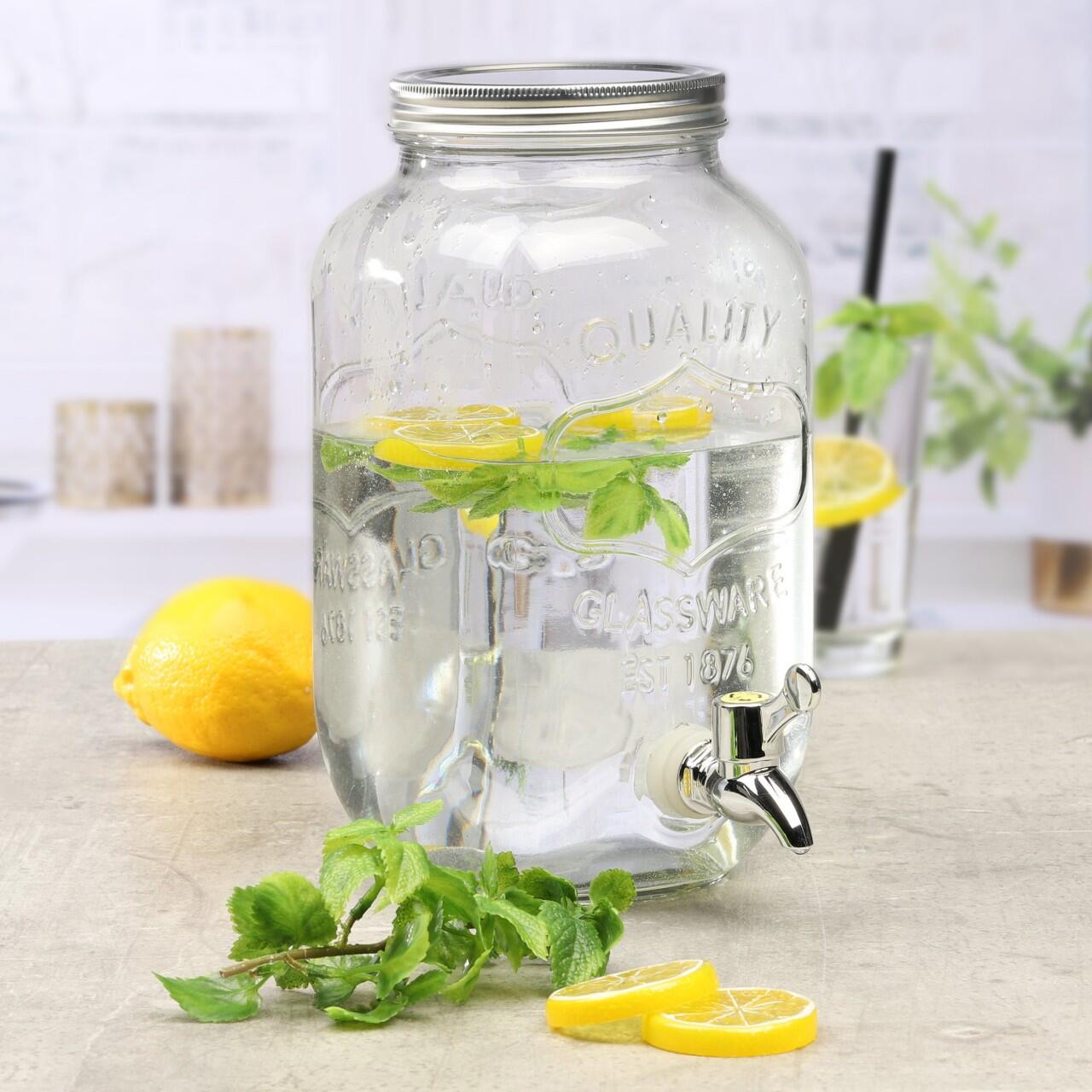 Rungassi Getränkespender Glas mit Zapfhahn 3L Wasserspender Saftspender RUNGASSI 13090