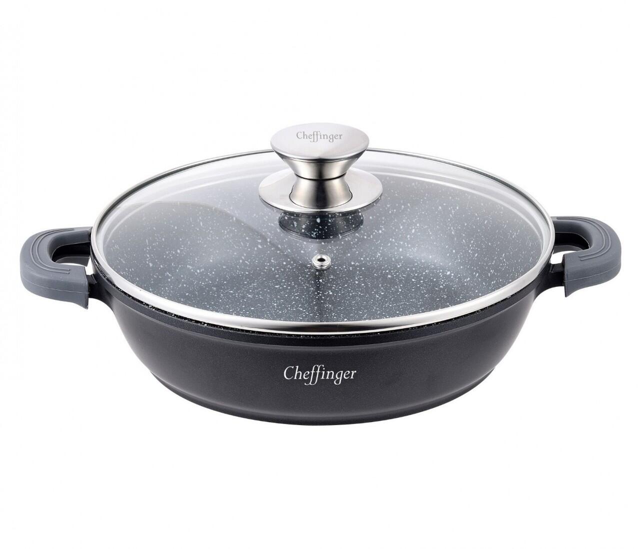 Rungassi - Pfanne Bratpfanne Schmorpfanne mit Glasdeckel Aluguss Ø36cm CF-SC36