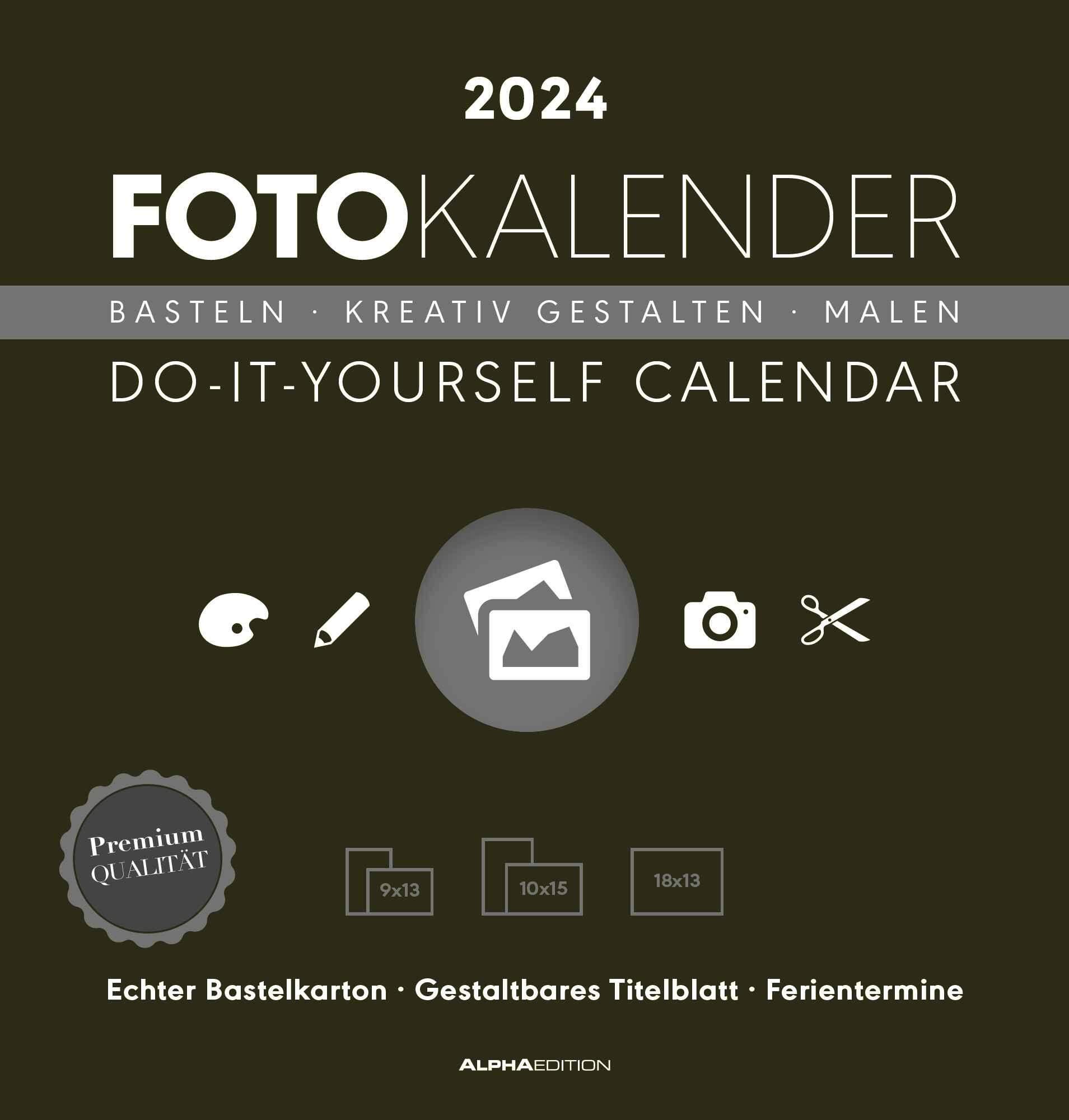 Mal und Bastelkalender 2024 mit Platz für Notizen weiß 21 x 29,7