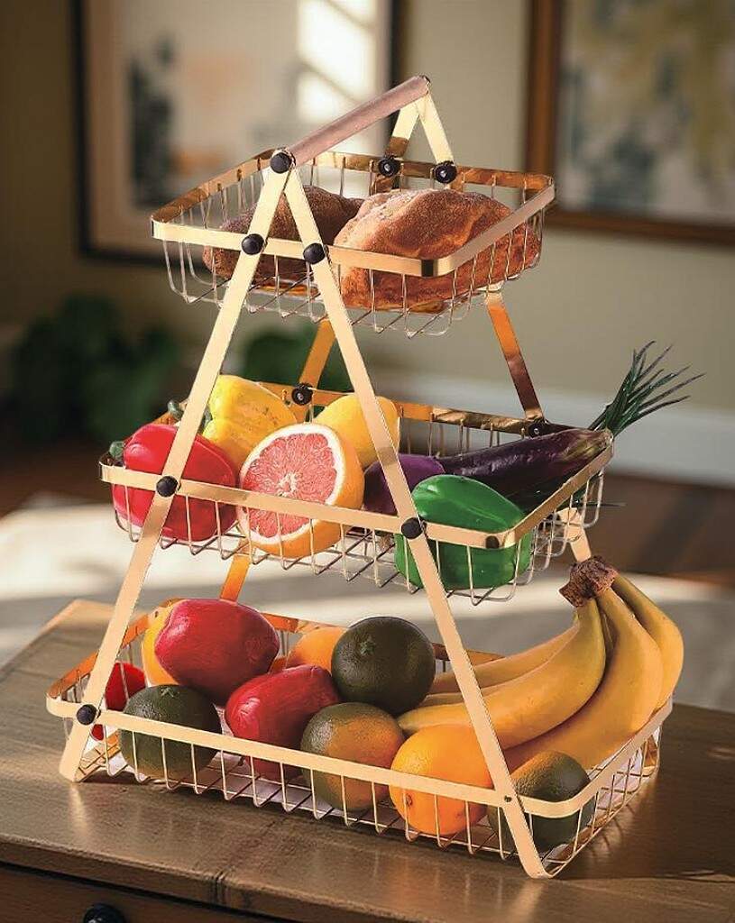 Cheffinger Obstkorb Obst-Etagere Brotkorb Obstschale 3 Etagen Metall Cheffinger CF-DR07