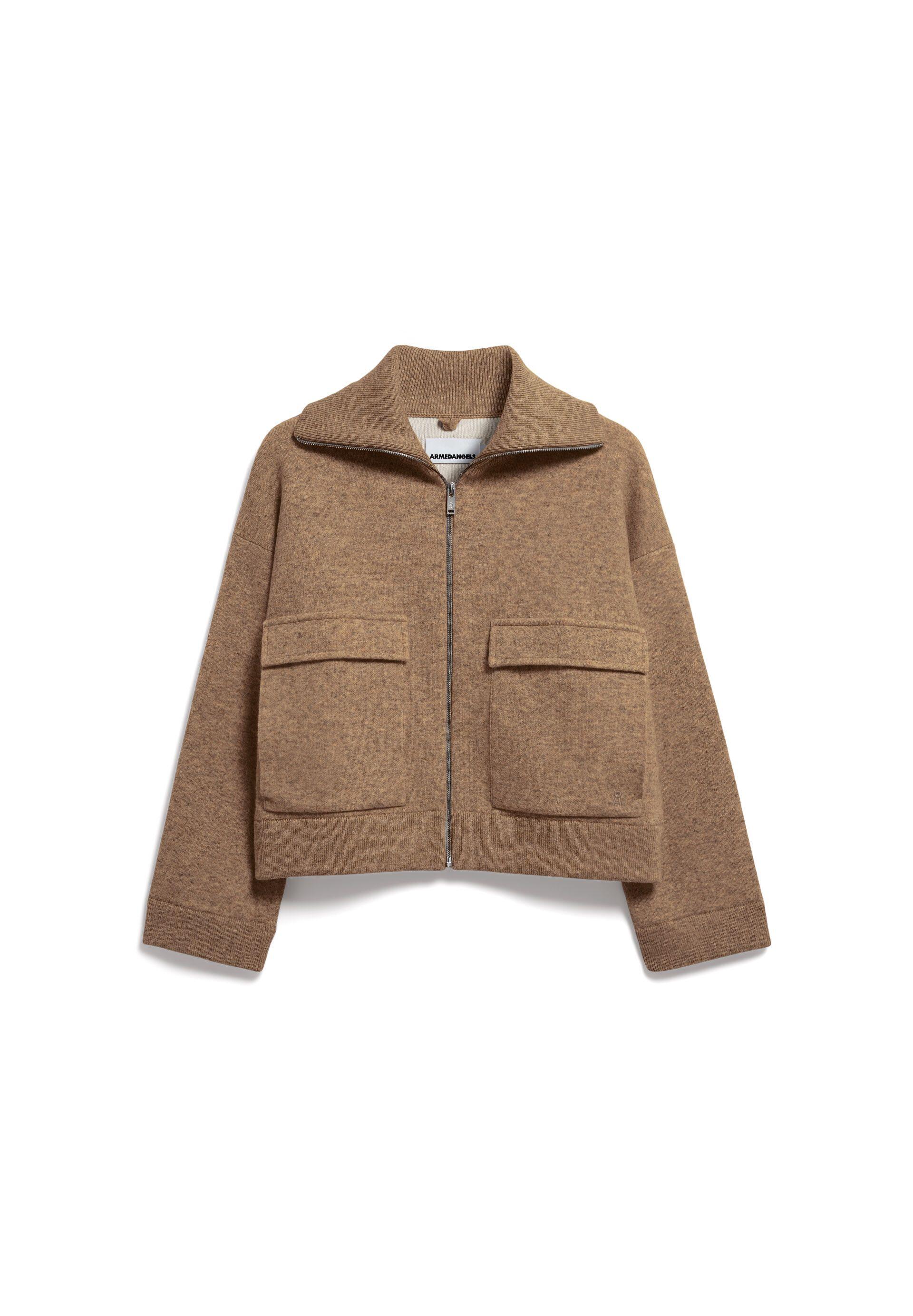 Armedangels - COTTON-WOOL KNIT JACKET amberwood - Gr. - XS