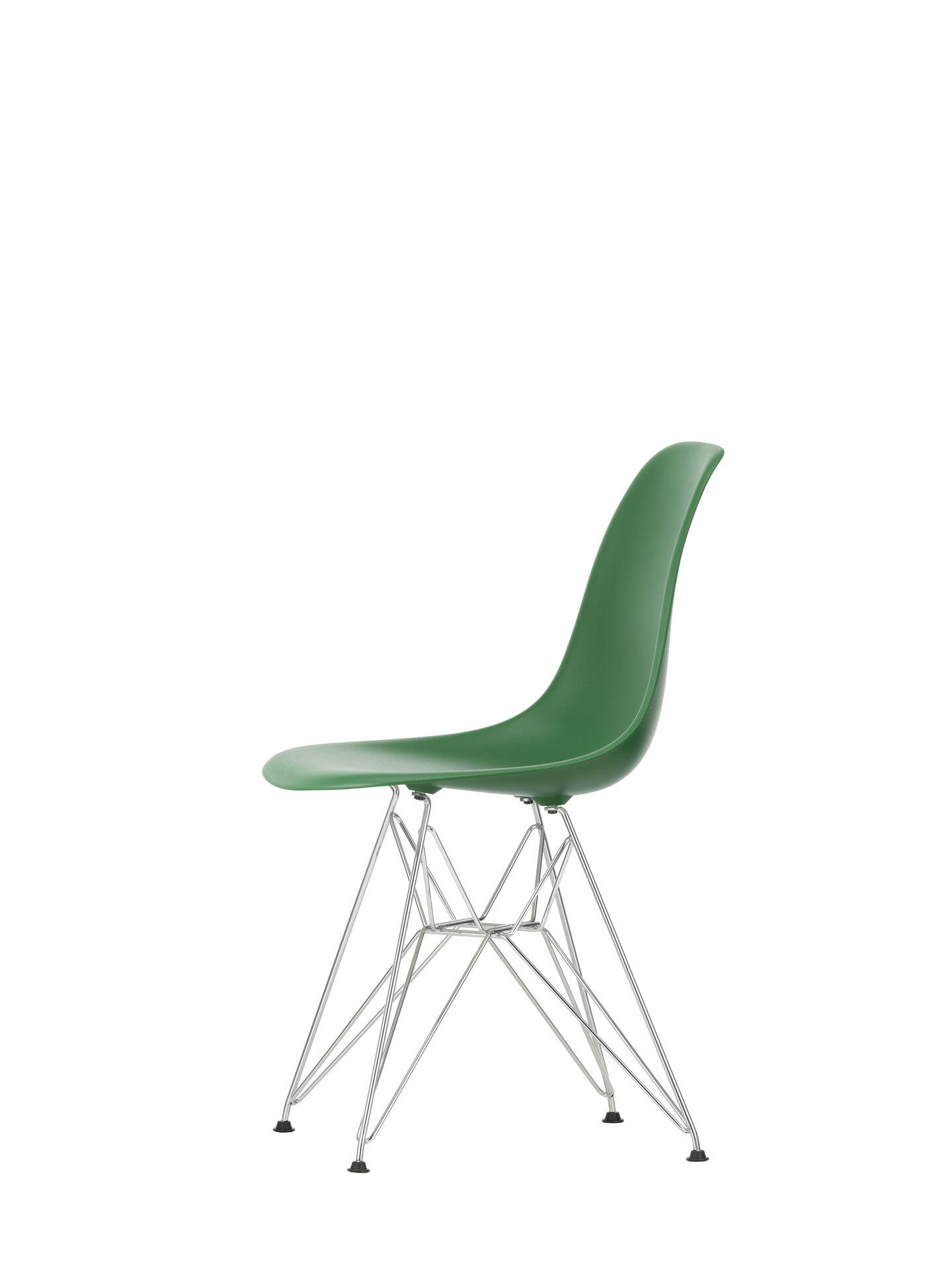 Vitra - Eames Plastic Side Chair DSR - smaragt RE , Drahtuntergestell verchromt