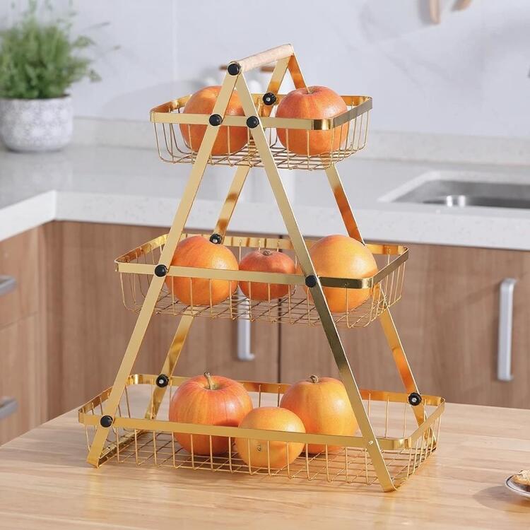 Cheffinger Obstkorb Obst-Etagere Brotkorb Obstschale 3 Etagen Metall Cheffinger CF-DR07