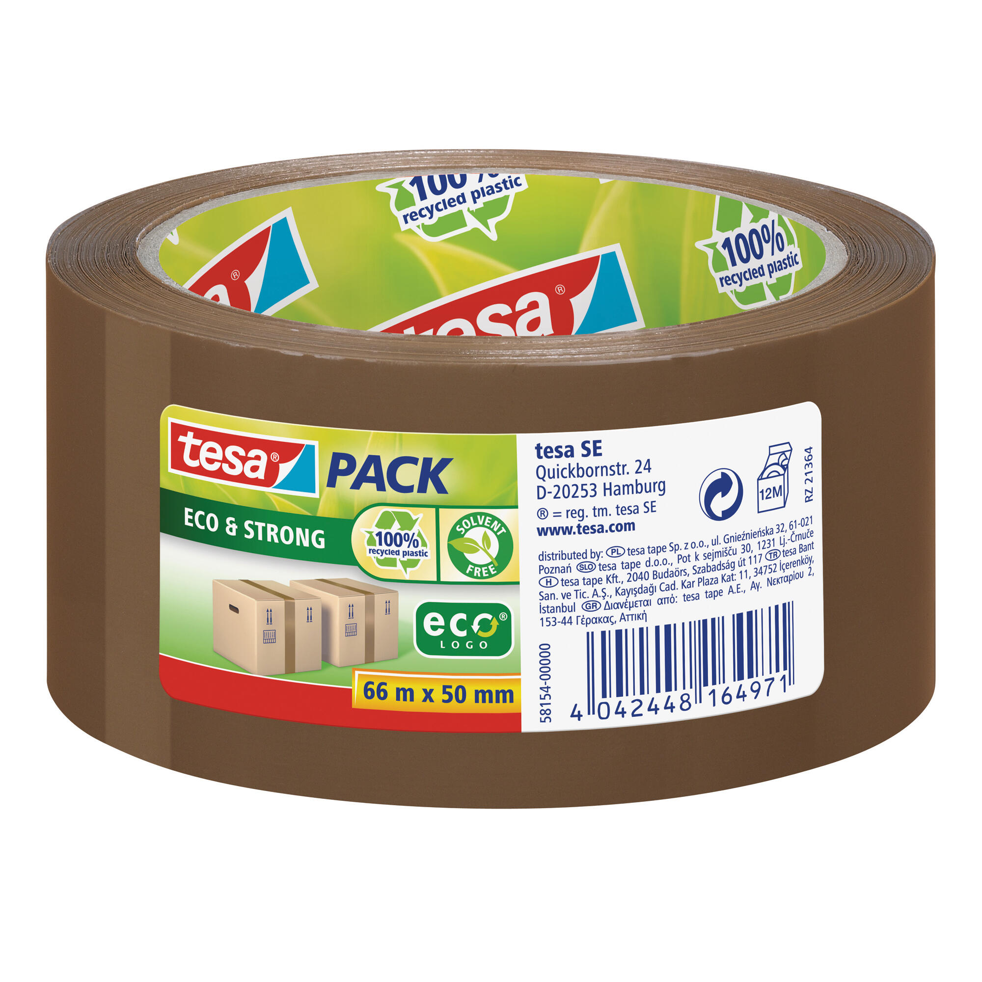 Tesa - tesa® Packband tesapack® STRONG RECYCLED 50 mm x 66 m (B x L) Acrylat, wasserbasiert braun braun