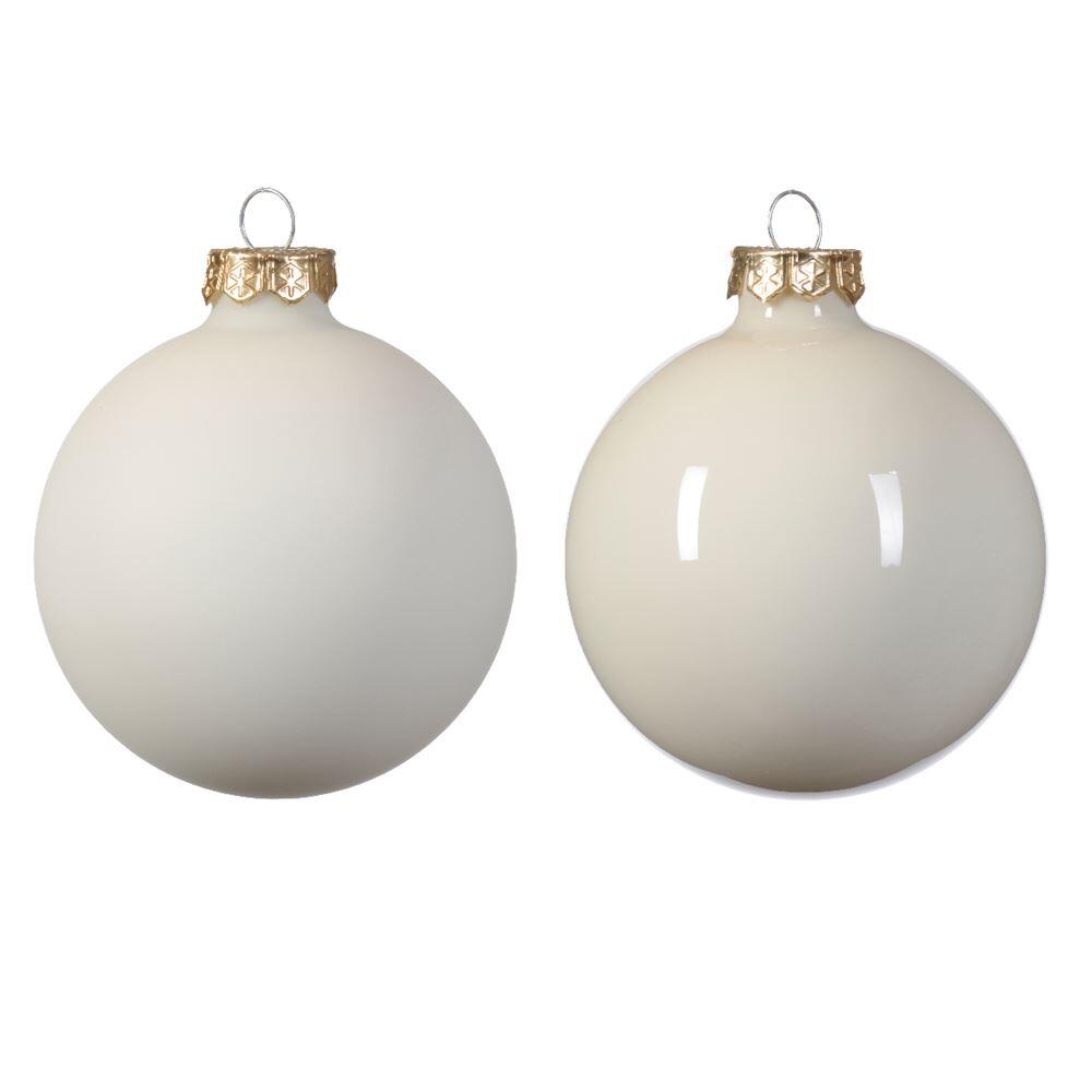 Christmas Decorations Gold - Christbaumkugeln Wollweiss / Emaile Ø 8 Cm - Set 16 Stück Glas Glänzend & Matt – Elegante Weihnachtsdeko - 16 Stk. A 8 Cm