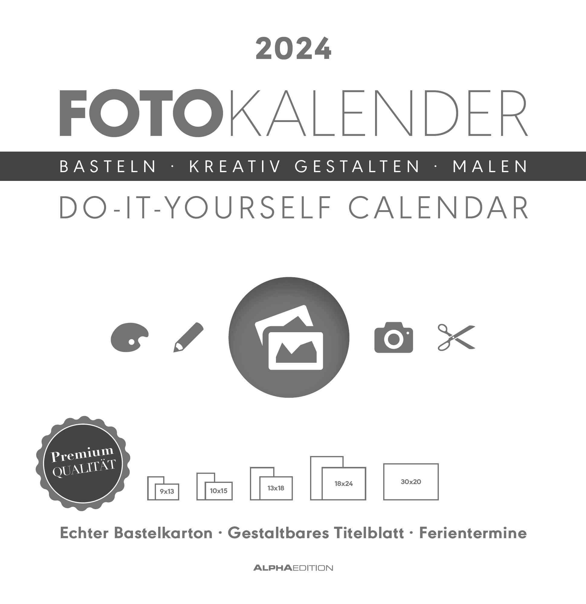 FotoBastelkalender weiß 2024 21 x 29,7 Do it yourself calendar A4