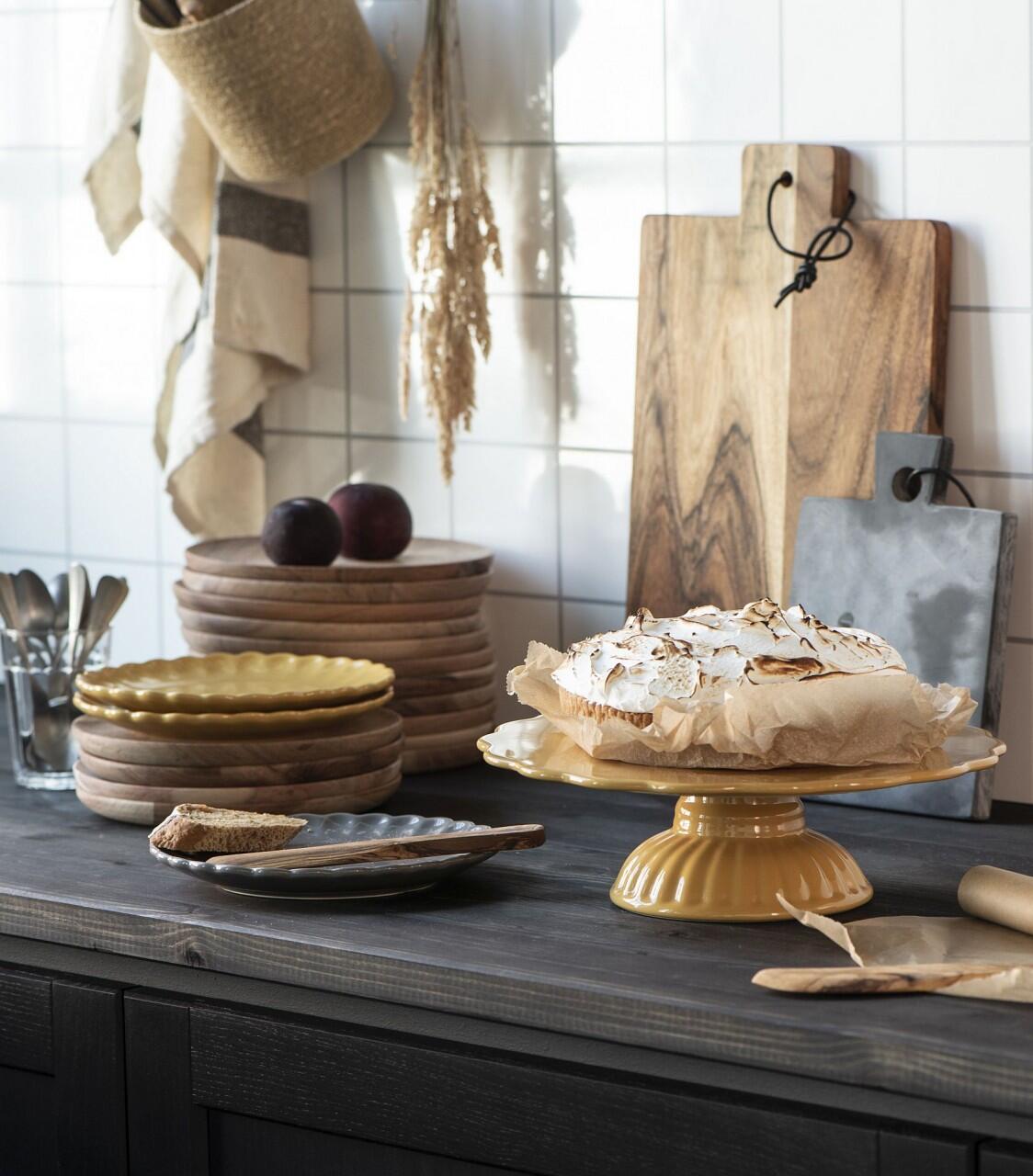 Ib Laursen Laursen - Tortenplatte Fuß Mynte Keramik Senf Gelb Mustard 2079-03  Kuchenplatte