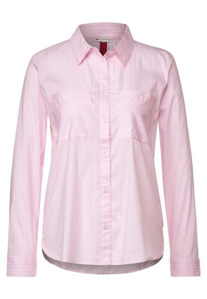 Striped und Hemdkragen, Knopfleiste Bluse Brusttaschen w LTD mit cotton | QR blouse StreetOne