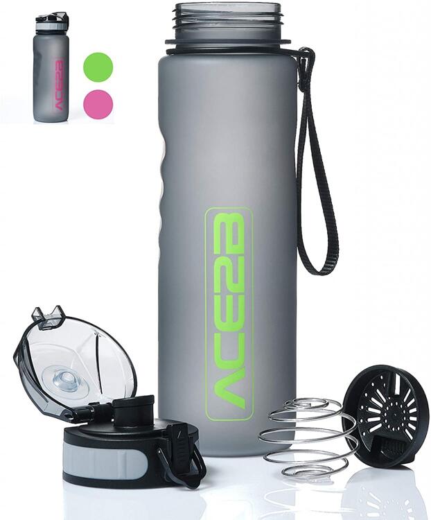 ACE2B ace2b Trinkflasche Sportflasche Fitnessflasche Pink 600ml mit Shaker Ball Sieb