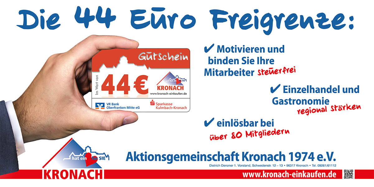 Aktionsgemeinschaft Kronach hat den 44,00 € Geschenkgutschein eingeführt.😀