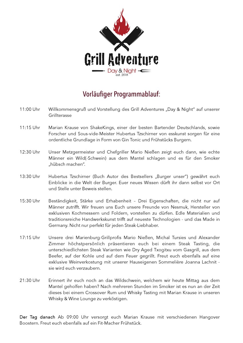 Grill Adventure Day & Night in der Marienburg Monheim