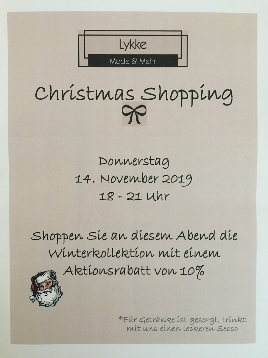 Christmas Shopping am 14. November von 18-21 Uhr