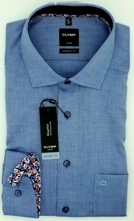 Schönleitner Baumwolle langarm, modern Bügelfrei Luxor, shoppen Gmunden Mode Gmunden Brusttasche, mit blau, aus fit, in Hemd bei , | 100% stilvoll Olymp Olymp