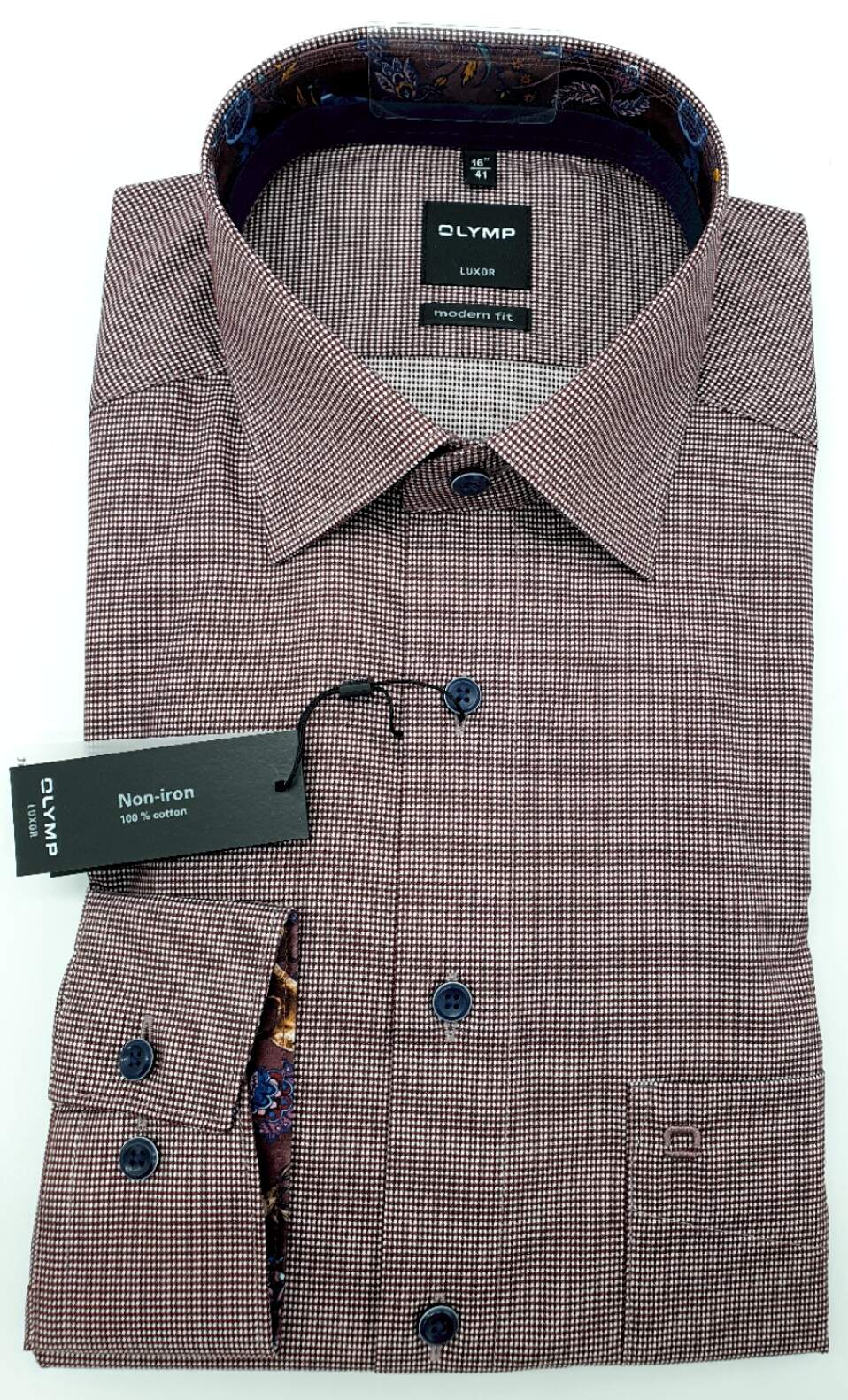 Olymp Olymp Hemd modern fit langarm bordeaux rot und weiß kariert, mit  Brusttasche, 1242 64 39 aus 100% Baumwolle/Cotton, Bügelfrei,  Qualitätshemd, erhältlich bei Mode Schönleitner in Gmunden | Gmunden  stilvoll shoppen
