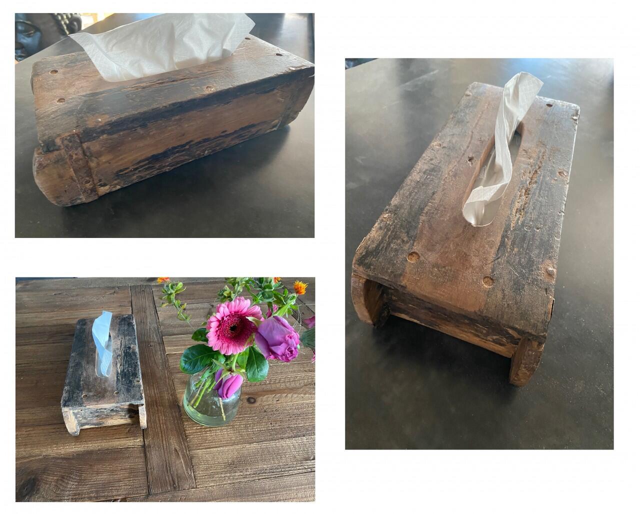 Tissue-Box Holz 31cm Braun Ziegelform Kosmetiktuch-Spender Taschentuch