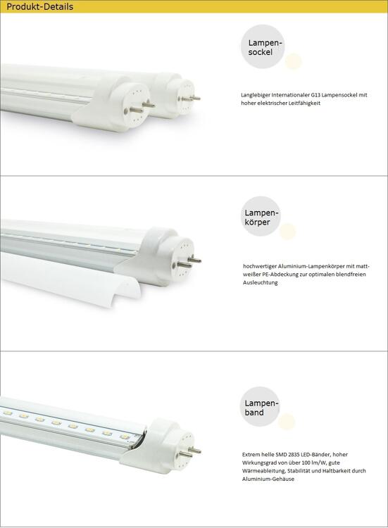 arteLuna LED Röhre Tube 9W 60cm neutralweiss 4000K 900lm RA>80 für Leuchten  mit EVG