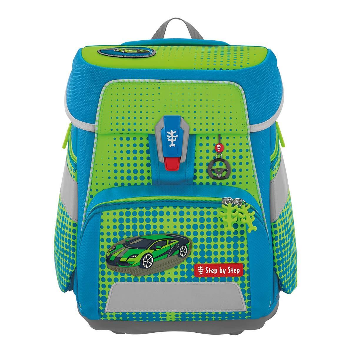 Step by Step - Ranzenset Mehrteilig Space Neon Schulranzen-Set Race Car Chuck, 5-Teilig Multicolor