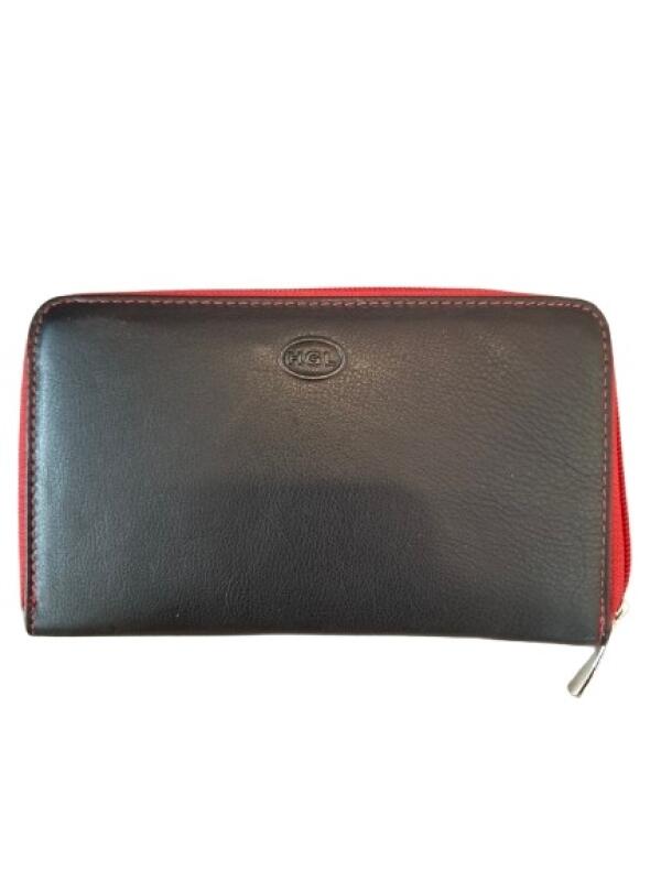 Schwarz/Rot Hgl Damenbörse M. Rv Und Rfid