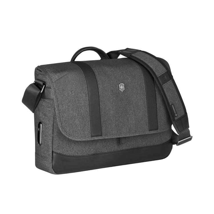 Victorinox Architecture Urban2 Messenger 14 Crossbody Laptop Bag with Tablet Pocket Melange Grey Black bagmondo