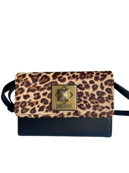 Just Cavalli Just Cavalli Wild Leopard Lock Clutch Umhangetasche Brieftasche Schwarz Leo bagmondo