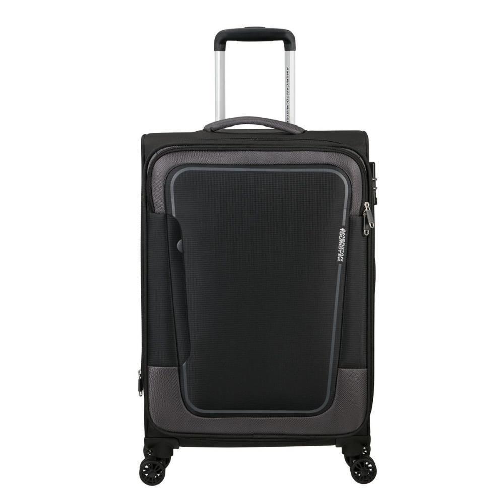 American Tourister American Tourister Pulsonic Spinner Asphalt Black 4 Doppelrollen Trolley M 68cm bagmondo