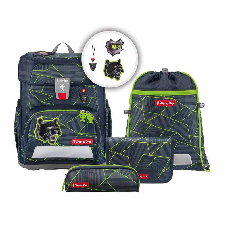 Step by Step - Ranzenset Mehrteilig Cloud Schulranzen-Set 5-Teilig Dark Cat Chiko schwarz/grün