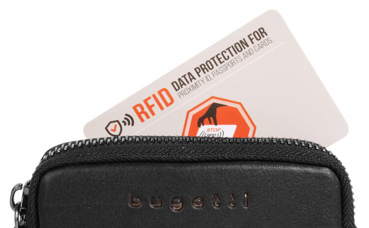 Bugatti bugatti \'Nome\' Schlüsseletui RFID echt schwarz Lederwaren Küper Leder 