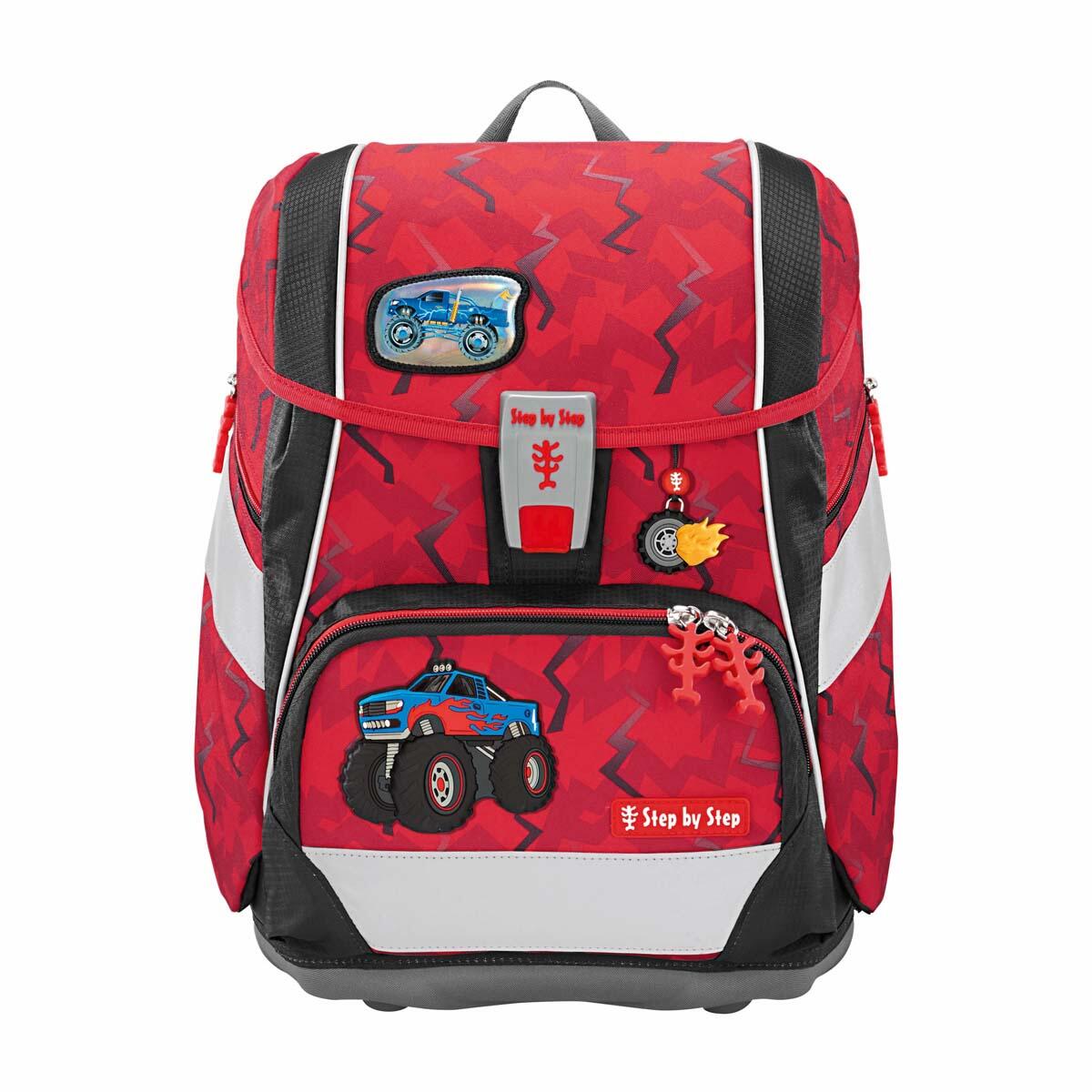 Step by Step - 2IN1 PLUS Schulranzen-Set Monster Truck Rocky, 6-teilig Rot
