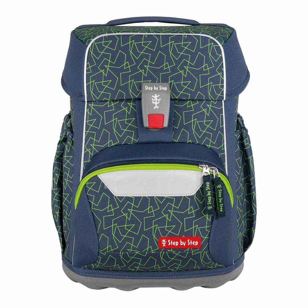 Step by Step - Ranzenset Mehrteilig Basis Schulranzen-Set, 4-Teilig Green Geometric blau/grün