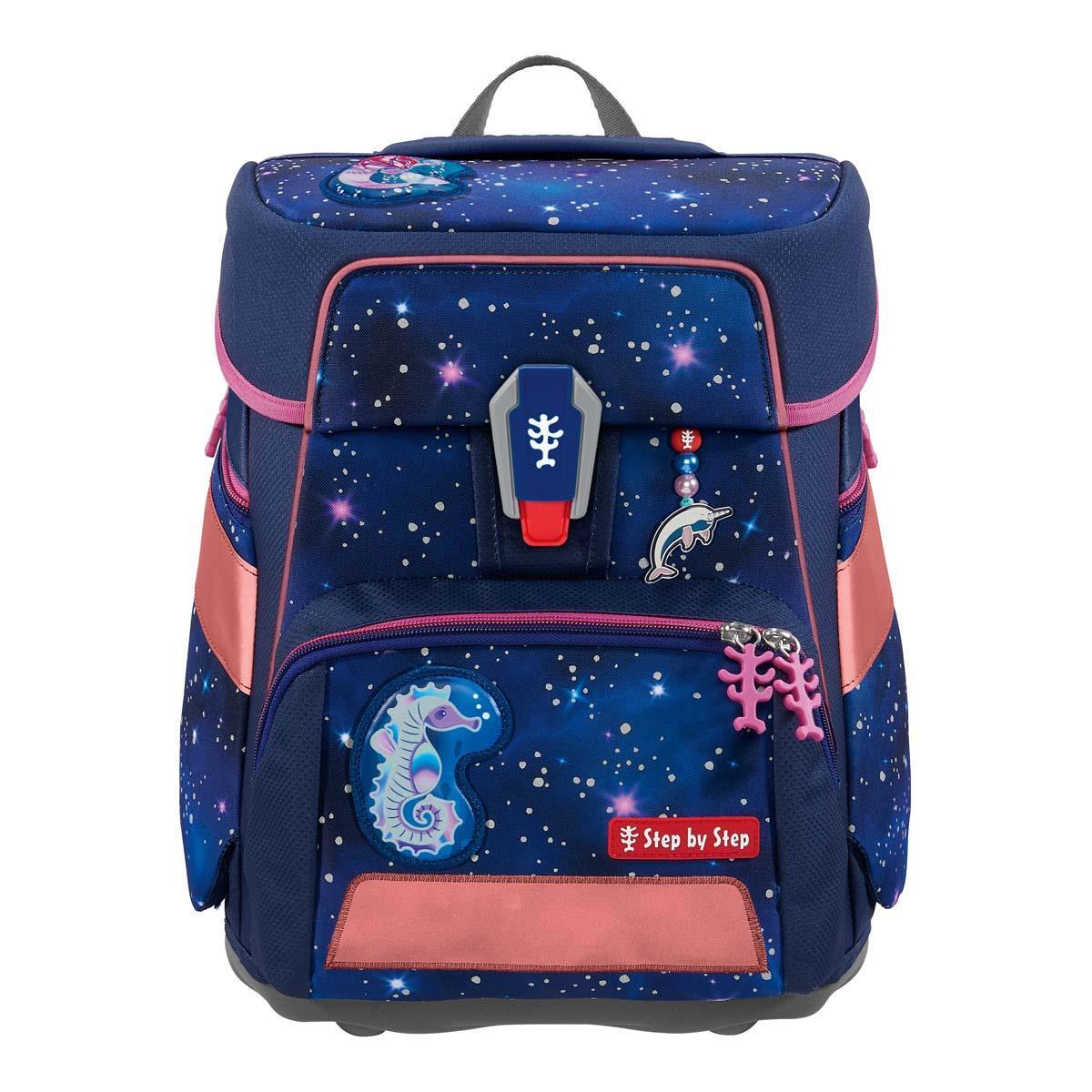 Step by Step - Ranzenset Mehrteilig Space Reflect Schulranzen-Set, 5 Star Seahorse Zoe Blau