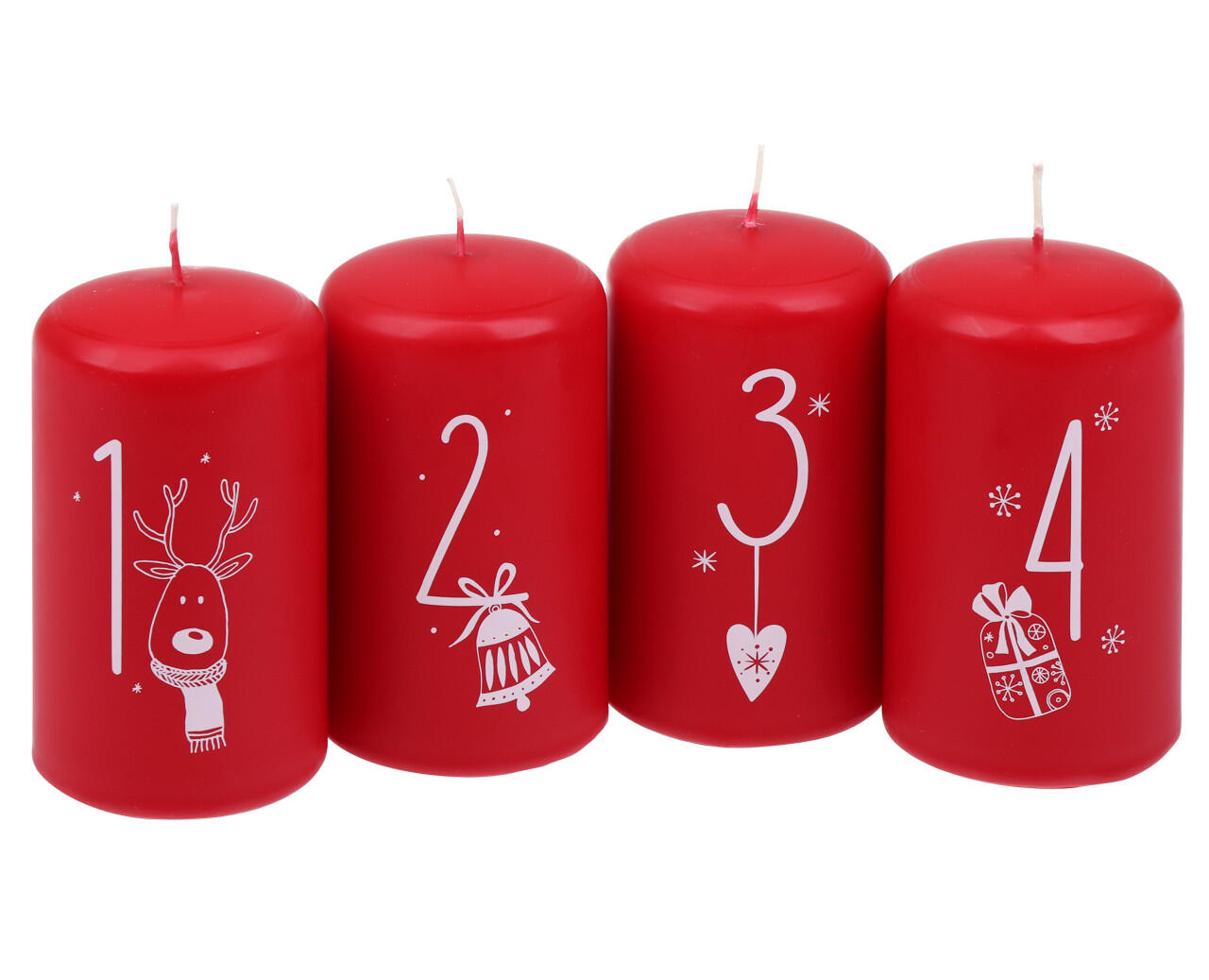 Steinhart Pillar Candles 1–4, 5.7 cm diameter x 10 cm tall, 4-pack, ruby red