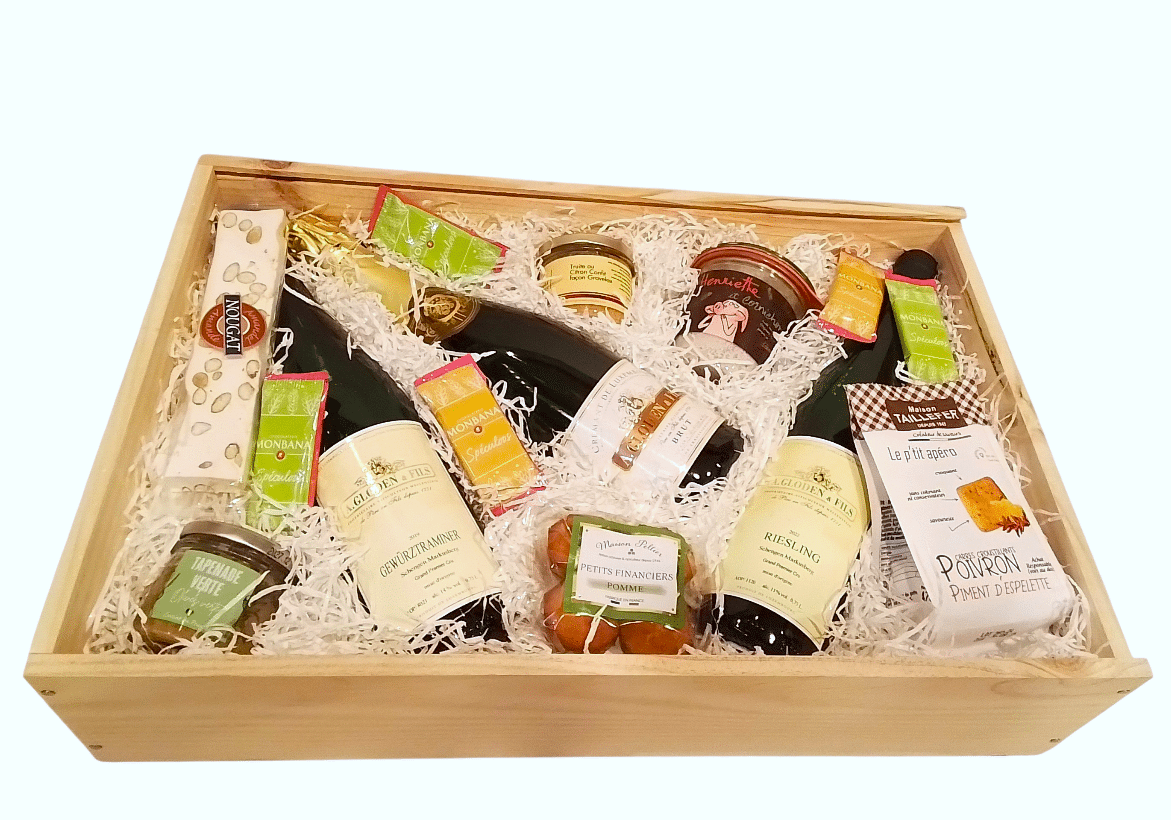 Geschenkkorb / Holzkiste Luxemburg-Weine