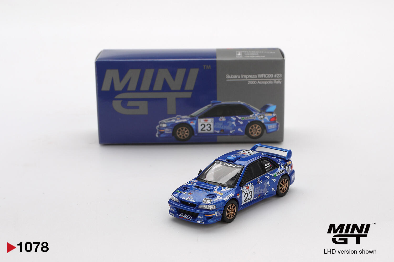 Mini GT - #MGT01078-L - Subaru Impreza WRC99 #23 - 2000 Acropolis Rally - 1/64