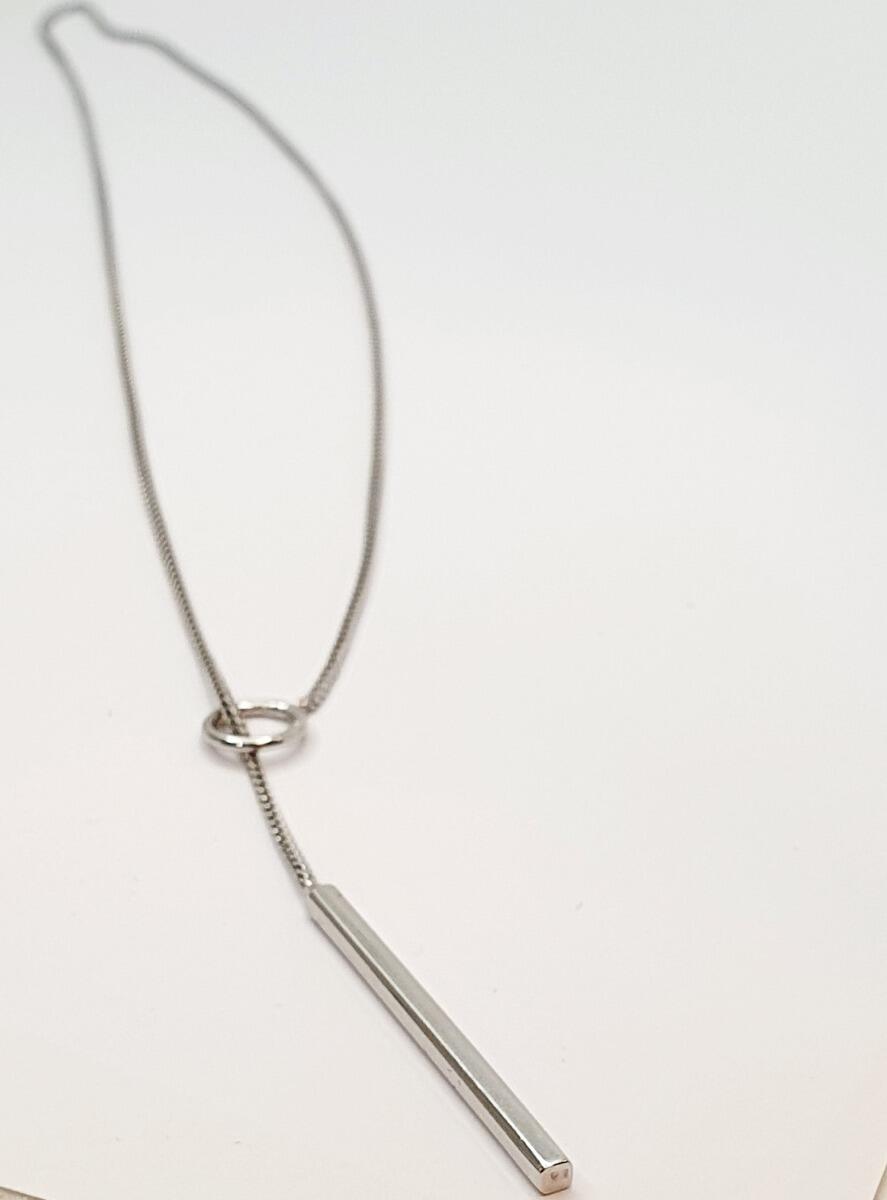 # 8gr white gold chain necklace, lariat necklace, 52cm Franco mesh, in one piece that passes through the ring