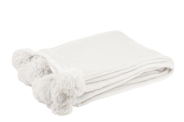 Plaid pompom white 130 x 170 cm 77481