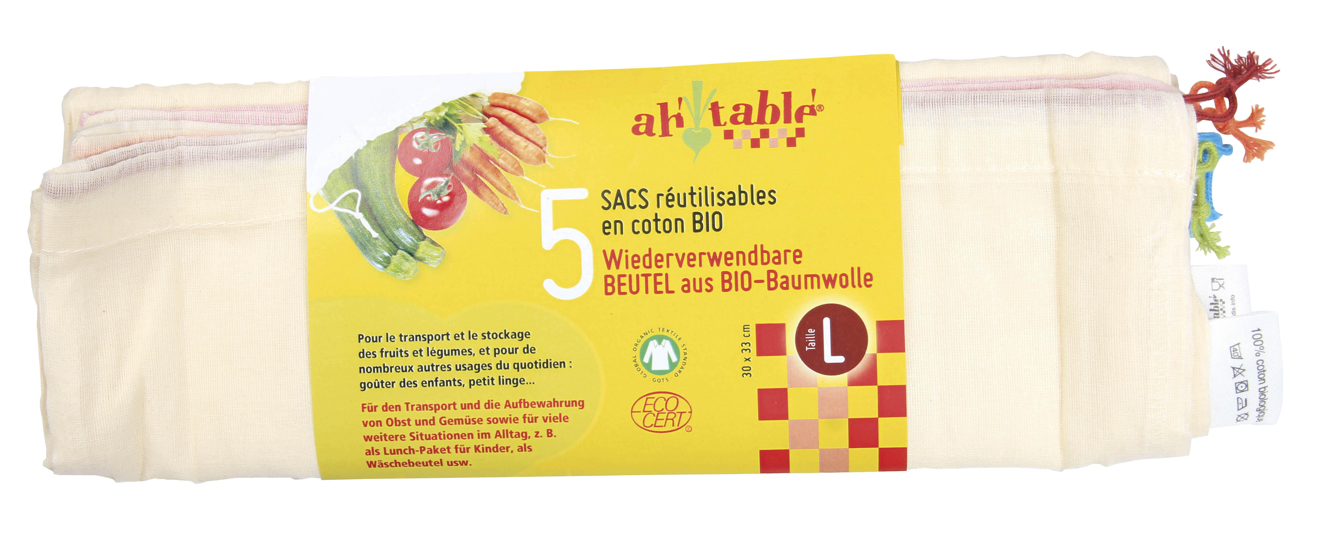 Ah! Table! Pack of reusable organic cotton bulk bags Letzshop