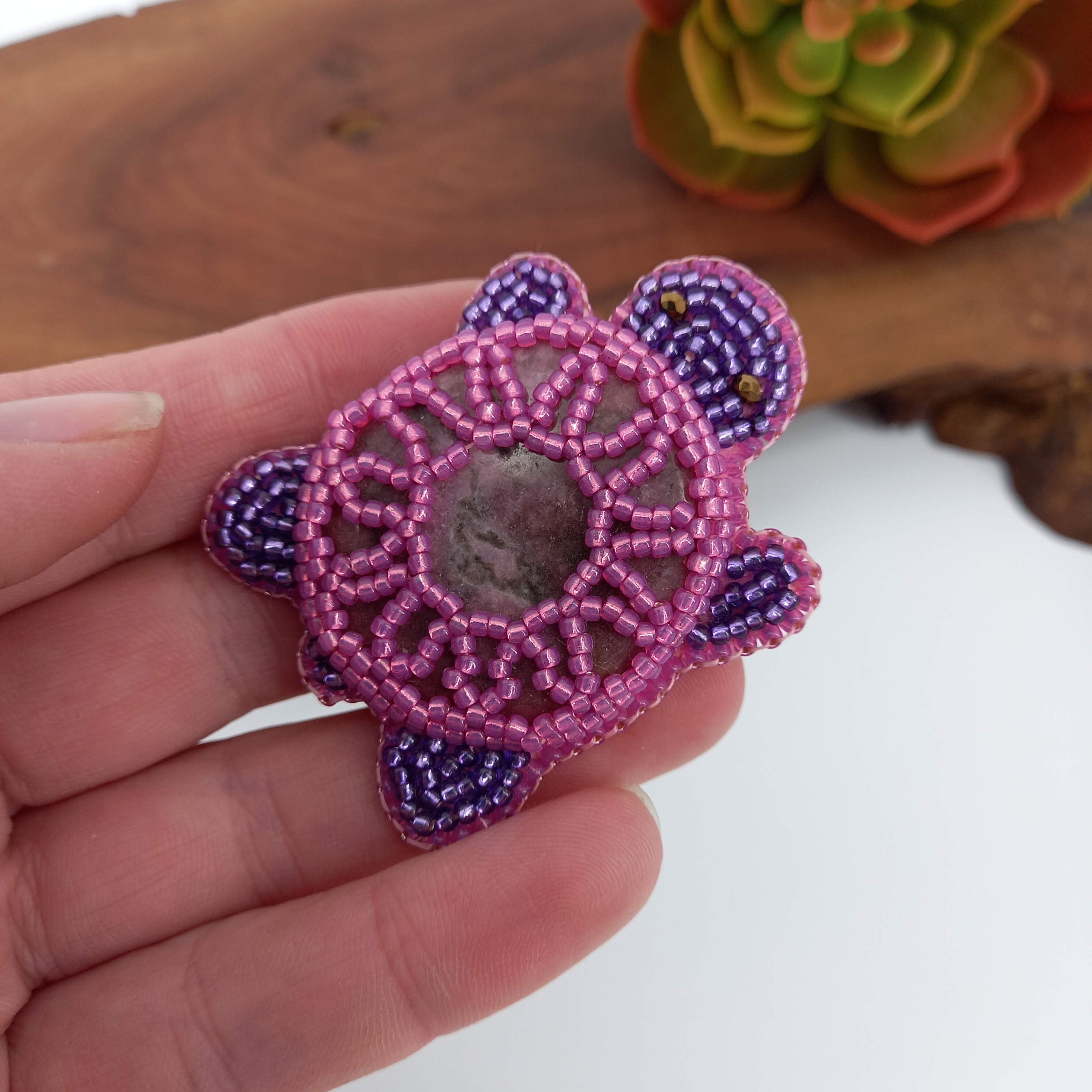 Broche Vintage En Forme De Tortue Avec Pierre - Ancien Bijou Occasion